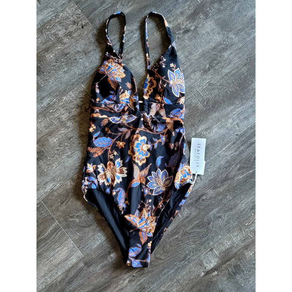 NWT Seafolly Printed V-Neck One-Piece Swimsuit - Size 4 - Picture 5 of 5